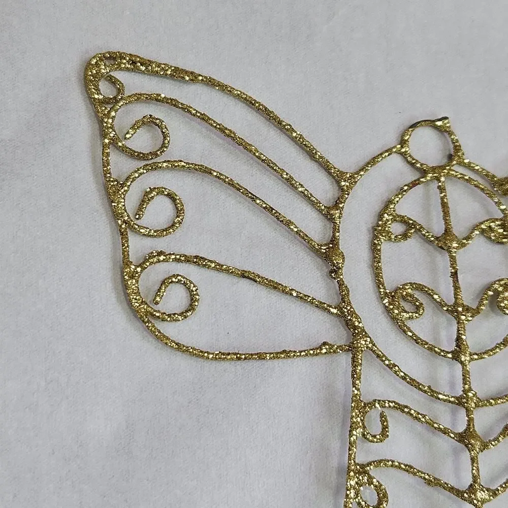 Vintage Christmas Angel Ornament Twisted Wire Gold Glitter Sparkle Metal Retro